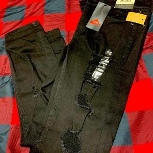 Black distressed jean! Comfy and flexible!